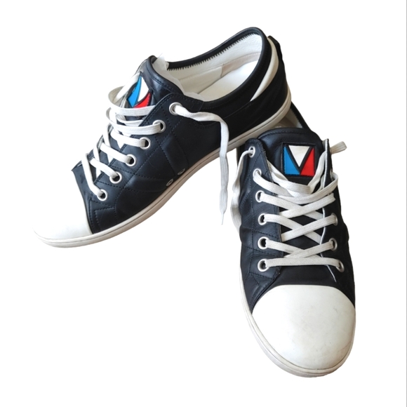 Louis Vuitton Black White Leather Sneakers - Picture 2 of 16